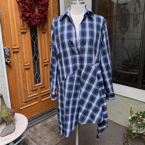 Zara Dresses & Skirts - ZARA Plaid Asymmetrical Dress Long Sleeve